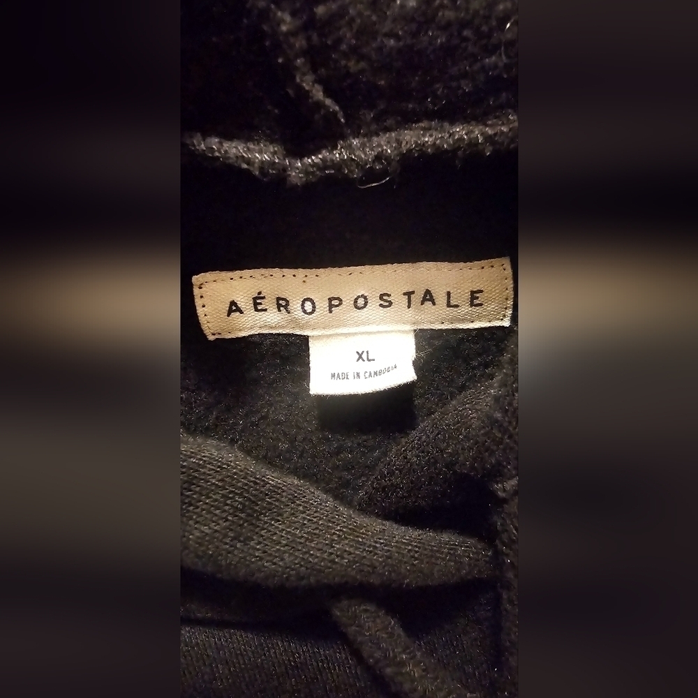 Aeropostale Women's Black Hoodie Sweatshirt, rose gold foil lettering XL - Picture 5 of 6